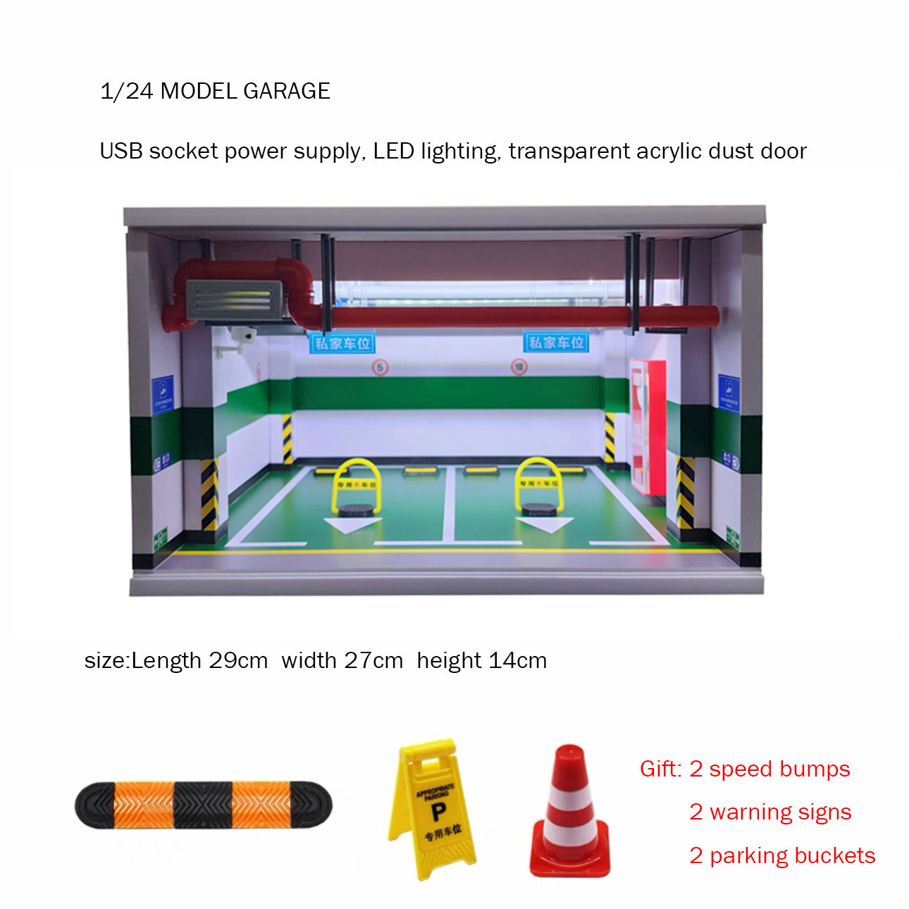 Simulated garage scale 1:24 LED illuminated garage model Simulated private parking lot private parking model