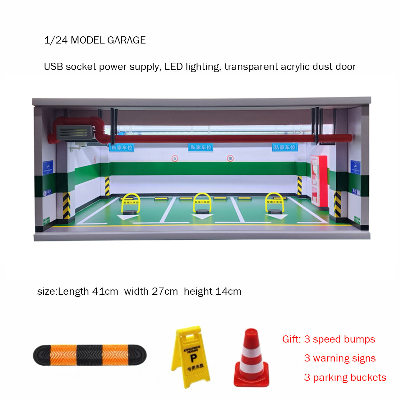 Simulated garage scale 1:24 LED illuminated garage model Simulated private parking lot private parking model