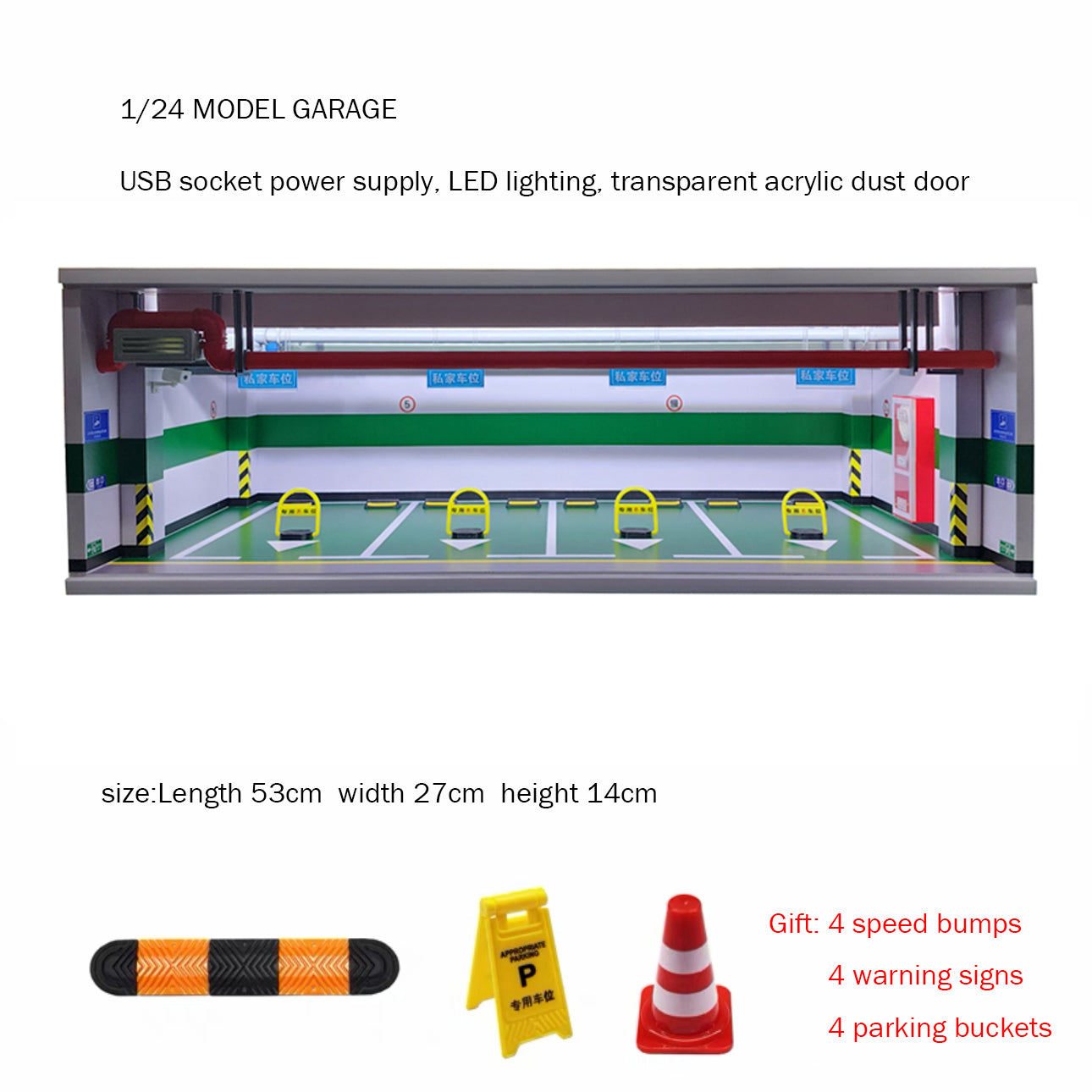 Simulated garage scale 1:24 LED illuminated garage model Simulated private parking lot private parking model