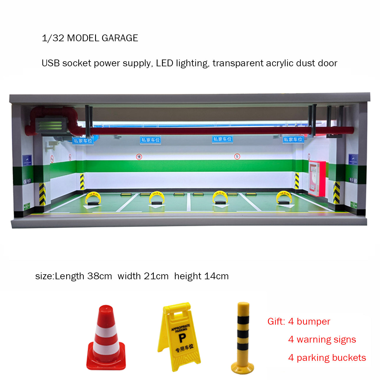 Simulated garage scale 1/32 LED illuminated garage model Simulated private parking lot