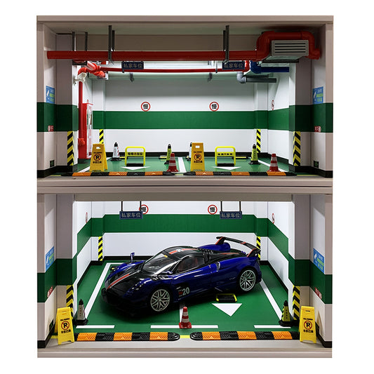 Simulated garage scale 1:18 LED illuminated garage model Simulated private parking lot SIMULATEDGARAGE