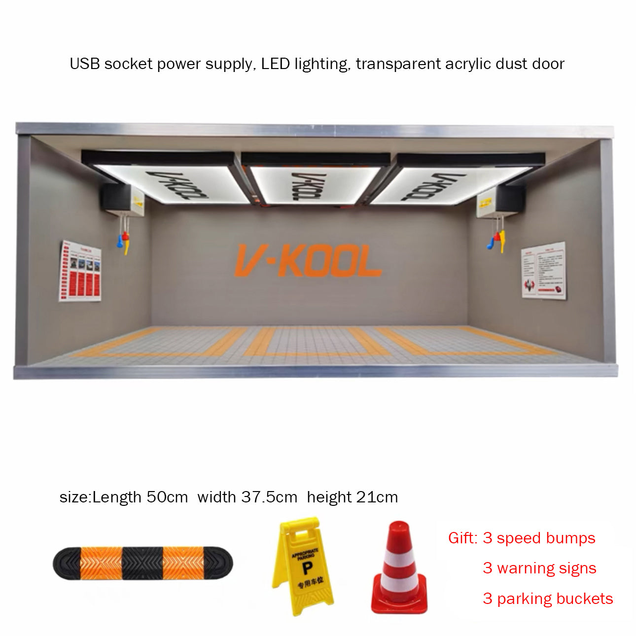 Simulated garage scale 1:18 LED illuminated garage model Simulated private parking lot