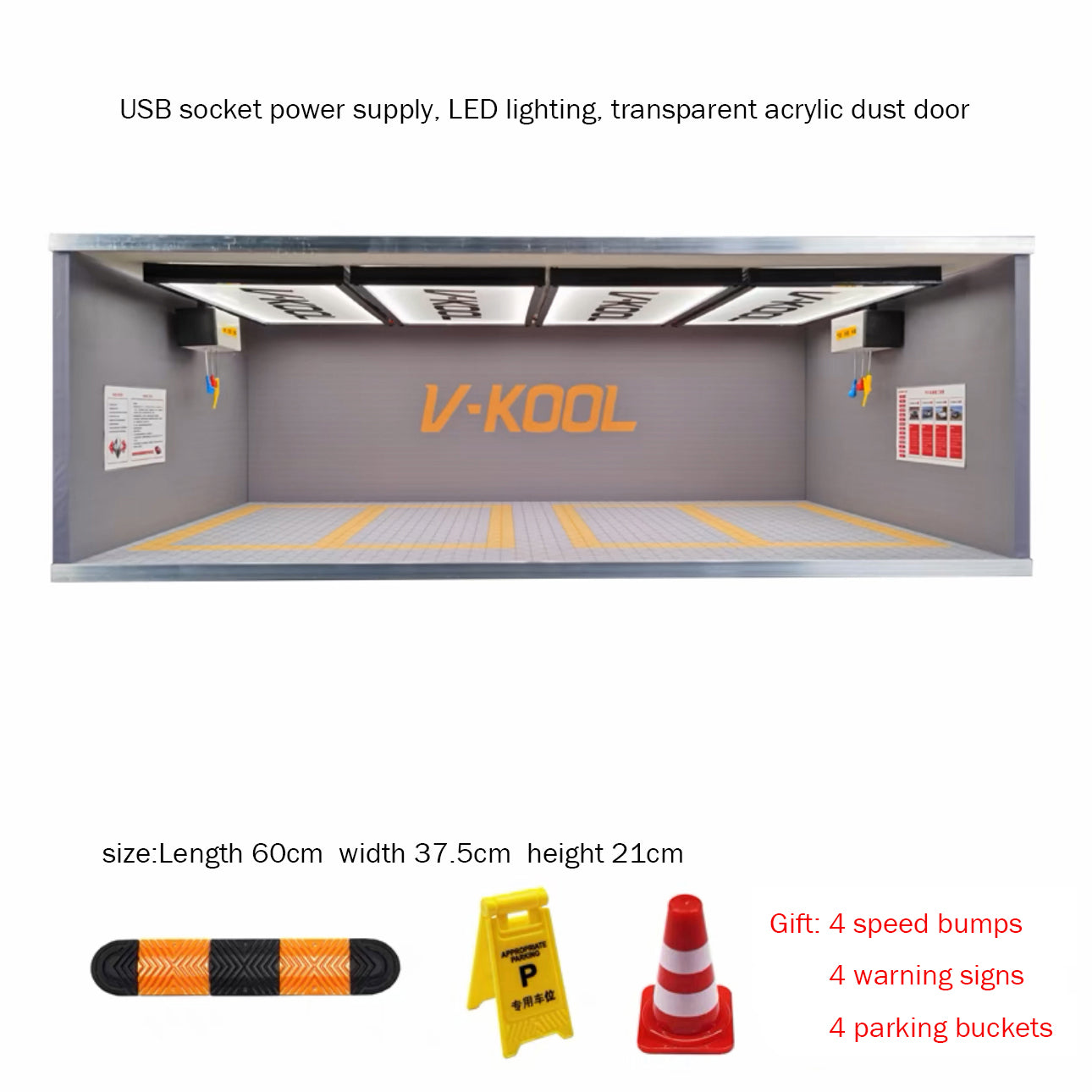 Simulated garage scale 1:18 LED illuminated garage model Simulated private parking lot