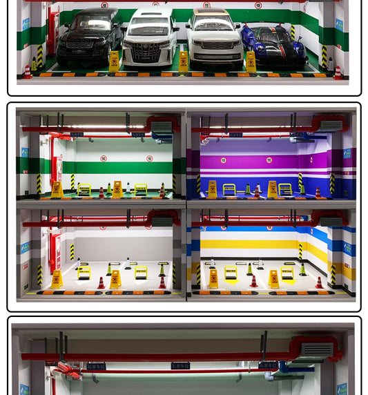 Simulated garage scale 1:18 LED illuminated garage model Simulated private parking lot SIMULATEDGARAGE